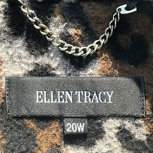 Ellen Tracy lovely leopard print wool blend 3/4 length coat 20W - Picture 7 of 12